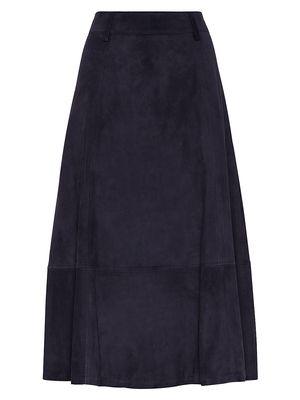 Women's Suede A-Line Midi Skirt - Night - Size 2