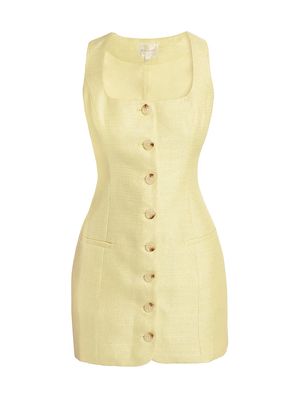 Women's Sunnie Button-Front Sleeveless Minidress - Lemon - Size Large