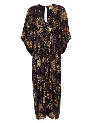 Women's Sunny Mood Sequin Midi-Dress - Black - Size Medium