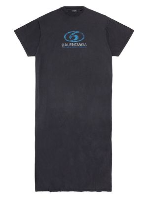 Women's Surfer Maxi T-Shirt Dress - Black Blue - Size Medium