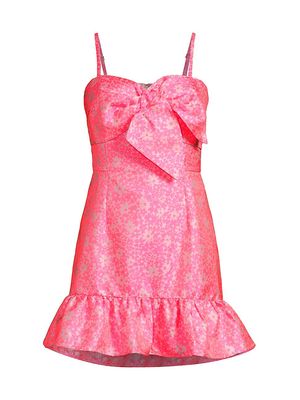 Women's Sutton Floral Jacquard Skirted Romper - Roxie Pink Baby Blues - Size 2