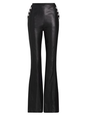 Women's Suzette Rhinestone Faux Leather Pants - Black - Size 2