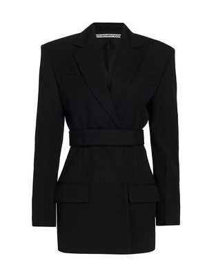 Women's Tailored Belted Blazer Minidress - Black - Size 10