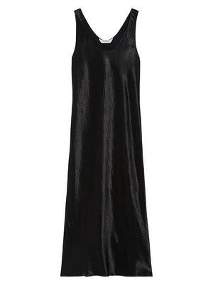 Women's Talete Satin Scoopneck Midi-Dress - Black - Size 0