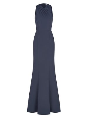 Women's Talia Stretch Crepe Column Gown - Prussian Blue - Size 2