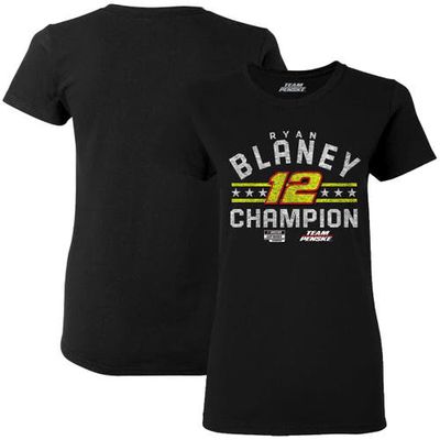 Women's Team Penske Black Ryan Blaney 2023 NASCAR Cup Series Champion Scoop Neck T-Shirt