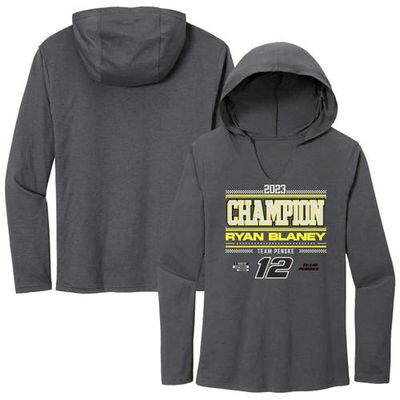 Women's Team Penske Gray Ryan Blaney 2023 NASCAR Cup Series Champion Pit Road Long Sleeve Hoodie T-Shirt