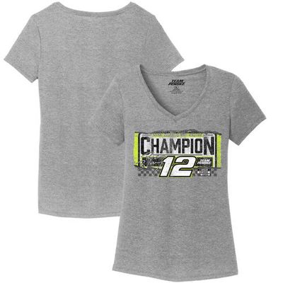 Women's Team Penske Heather Gray Ryan Blaney 2023 NASCAR Cup Series Champion V-Neck T-Shirt