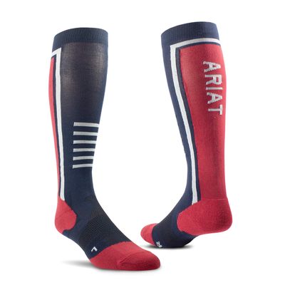 Women's TEK Slimline Performance Socks in Navy/Red by Ariat