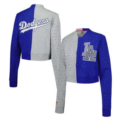 Women's Terez Gray/Royal Los Angeles Dodgers Cropped Button-Up Cardigan