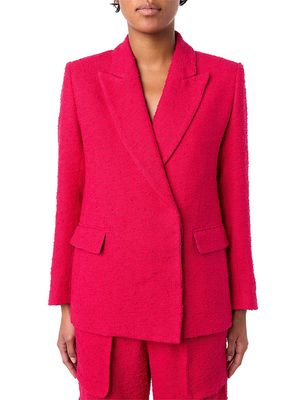 Women's Textured Concealed Closure Blazer - Fuschia - Size XS - Fuschia - Size XS