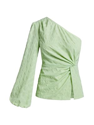 Women's Textured One-Shoulder Blouse - Green Tea - Size 6