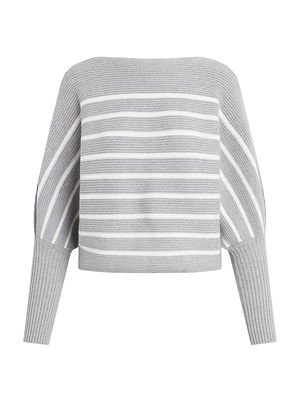 Women's The Karina Breton Striped Sweater - Heather Grey White - Size Small