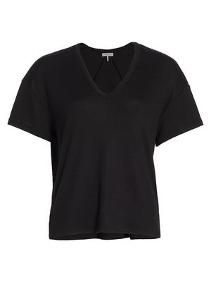 Women's The Knit Ribbed V-Neck Top - Black - Size Medium