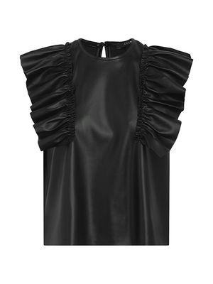 Women's The Margot Faux Leather Top - Black - Size Medium