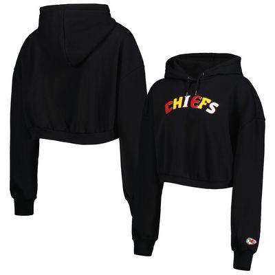 Women's The Wild Collective Black Kansas City Chiefs Cropped Pullover Hoodie