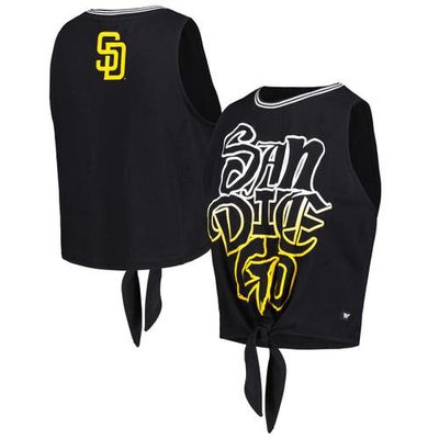 Women's The Wild Collective Black San Diego Padres Twisted Tie Front Tank Top