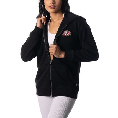 Women's The Wild Collective Black San Francisco 49ers Faux Fur Lined Full-Zip Hoodie