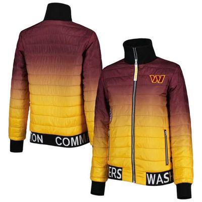 Women's The Wild Collective Burgundy/Gold Washington Commanders Color Block Full-Zip Puffer Jacket