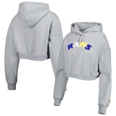 Women's The Wild Collective Gray Los Angeles Rams Cropped Pullover Hoodie