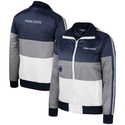 Women's The Wild Collective Gray Penn State Nittany Lions Color-Block Puffer Full-Zip Jacket