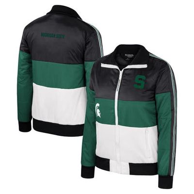 Women's The Wild Collective Green Michigan State Spartans Color-Block Puffer Full-Zip Jacket