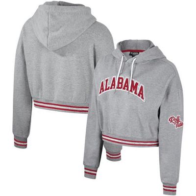 Women's The Wild Collective Heather Gray Alabama Crimson Tide Cropped Shimmer Pullover Hoodie