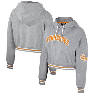 Women's The Wild Collective Heather Gray Tennessee Volunteers Cropped Shimmer Pullover Hoodie