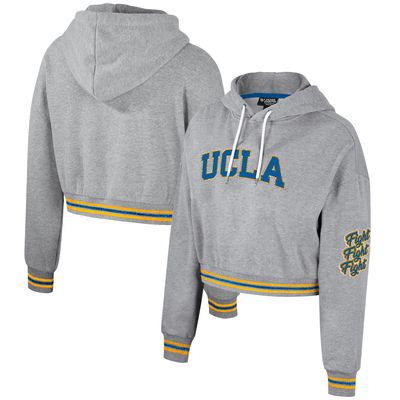 Women's The Wild Collective Heather Gray UCLA Bruins Cropped Shimmer Pullover Hoodie