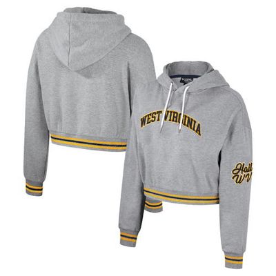Women's The Wild Collective Heather Gray West Virginia Mountaineers Cropped Shimmer Pullover Hoodie