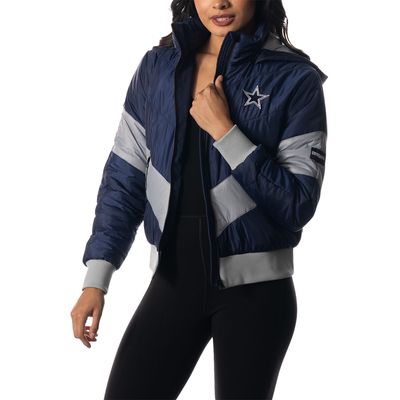 Women's The Wild Collective Navy Dallas Cowboys Puffer Full-Zip Hoodie