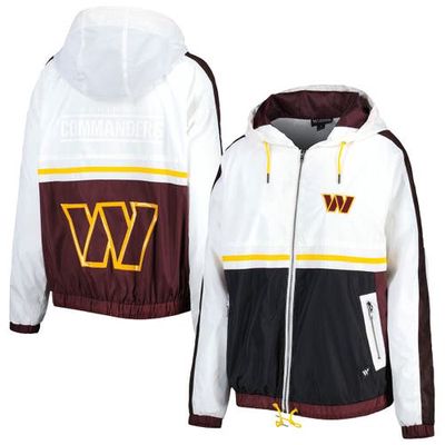 Women's The Wild Collective White/Burgundy Washington Commanders Raglan Full-Zip Track Jacket
