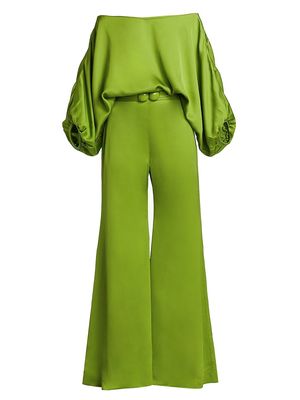 Women's Theresa Off-The-Shoulder Jumpsuit - Lime - Size Medium