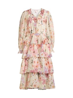 Women's Tiered Botanical Midi-Dress - Ditsy Floral - Size Small