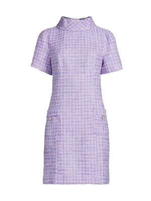 Women's Tiessa Tweed Bouclè Shift Dress - Lark Lilac Swirl - Size 10