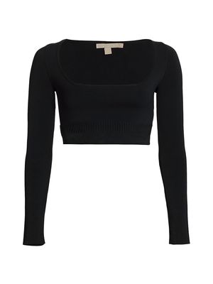 Women's Tomiko Crop Long-Sleeve Top - Black - Size XS
