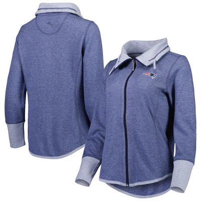 Women's Tommy Bahama Heathered Navy New England Patriots Sport Sun Fade Full-Zip Sweatshirt in Heather Navy