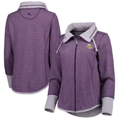 Women's Tommy Bahama Heathered Purple Minnesota Vikings Sport Sun Fade Full-Zip Sweatshirt in Heather Purple
