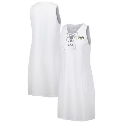 Women's Tommy Bahama White Green Bay Packers Island Cays Lace-Up Dress