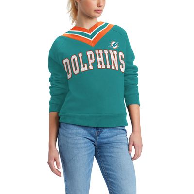Women's Tommy Hilfiger Aqua Miami Dolphins Heidi V-Neck Pullover Sweatshirt