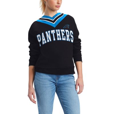 Women's Tommy Hilfiger Black Carolina Panthers Heidi V-Neck Pullover Sweatshirt