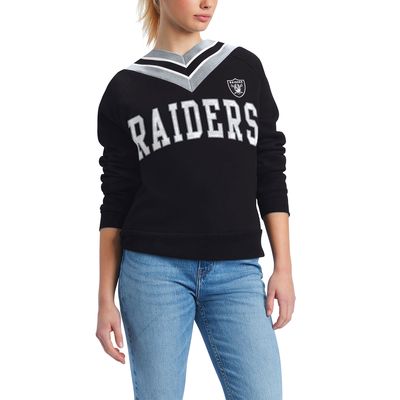 Women's Tommy Hilfiger Black Las Vegas Raiders Heidi V-Neck Pullover Sweatshirt
