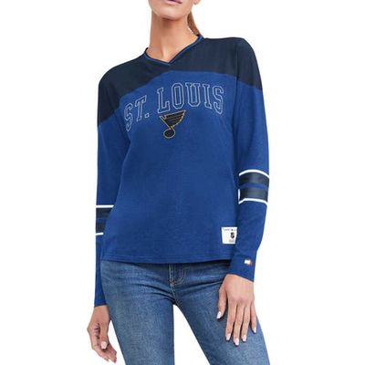 Women's Tommy Hilfiger Blue St. Louis Blues Abigail V-Neck Long Sleeve T-Shirt