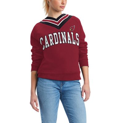 Women's Tommy Hilfiger Cardinal Arizona Cardinals Heidi V-Neck Pullover Sweatshirt