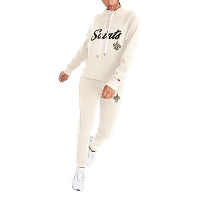 Women's Tommy Hilfiger Cream New Orleans Saints Zoey Raglan Pullover Sweatshirt & Pants Lounge Set