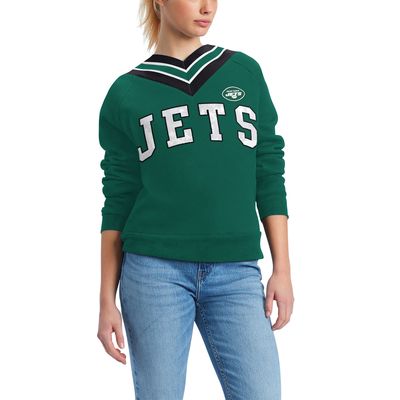 Women's Tommy Hilfiger Green New York Jets Heidi V-Neck Pullover Sweatshirt