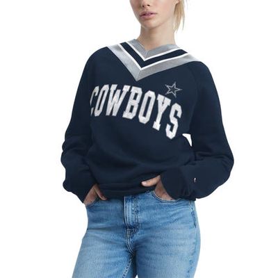 Women's Tommy Hilfiger Navy Dallas Cowboys Heidi Raglan V-Neck Pullover Sweatshirt