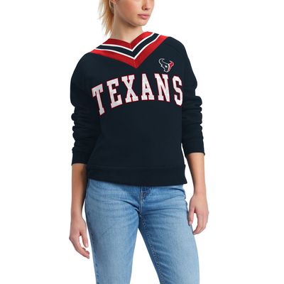 Women's Tommy Hilfiger Navy Houston Texans Heidi V-Neck Pullover Sweatshirt