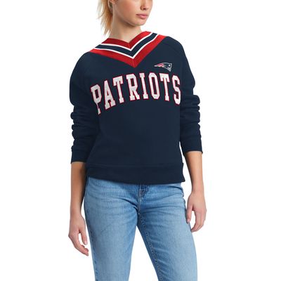 Women's Tommy Hilfiger Navy New England Patriots Heidi V-Neck Pullover Sweatshirt