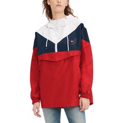 Women's Tommy Hilfiger Navy/Red Washington Capitals Staci Half-Zip Windbreaker Jacket